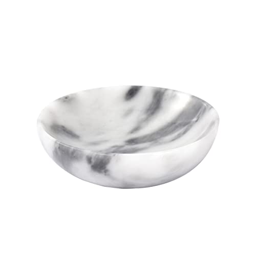 4.72 Inch Mini Decorative Bowls, Natural Small Marble Decorative Bowls for Home Decor, Key Bowl, Coffee Tables Centerpiece, Soap Serving Bowl, Incense Burner, Smudge Bowl - color: White&grey