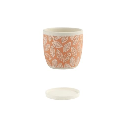 yeyo Elegant Ceramic Planters with Drain Hole and Saucer Decorate Home Office Outdoor House Plants for Balcony(Orange) - color: Orange