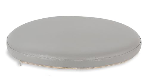 Sigmat PU Leather Round Chair Cushion Memory Foam Waterproof Round Stool Cushion for Kitchen Stool, Living Room Chiar, Office Chair, Car or Floor Pillow(14 Inch, Grey) | Waterproof, Non-slip, Machine Washable, Memory Foam,For Wooden/Metal/Plastic/Leather