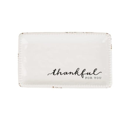 Thankful for You Ceramic Trinket Tray - 6" x 3.5" Hand Painted Dish for Jewelry, Coins & Keys, Express Gratitude with Minimalist Design, Ideal Gift for Showing Appreciation - style: Thankful For You