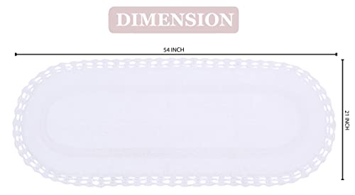 Home Weavers Hampton Crochet Reversible Bathmat 100% Cotton Bathroom Rugs Set, Washable Rug, Thick Extra Soft and Absorbent Bath Rug, Kitchen Mat, Bath Mat Set, Mat Non Slip, 21"x54" Runner, White - color: White, size: 1'9" x 4'6" (Oval)