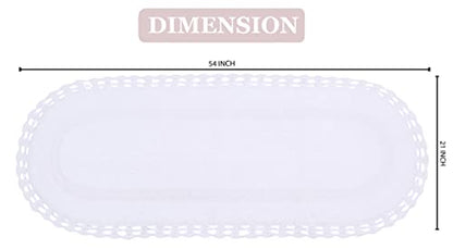 Home Weavers Hampton Crochet Reversible Bathmat 100% Cotton Bathroom Rugs Set, Washable Rug, Thick Extra Soft and Absorbent Bath Rug, Kitchen Mat, Bath Mat Set, Mat Non Slip, 21"x54" Runner, White - color: White, size: 1'9" x 4'6" (Oval)