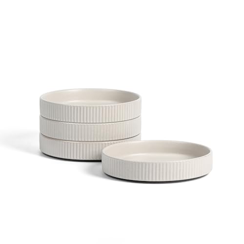 Stone Lain Haven Modern Stoneware 4 Piece Pasta Bowl Sets, Dish Set for 4, Reactive Glaze Beige - color: Beige, size: 4-Piece - Pasta Bowl