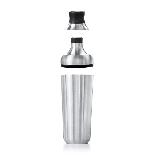OXO Steel Cocktail Shaker with Strainer, Stainless Finish - 24 oz Capacity | Bar Tool, Easy-Grip Design, Home Bar, Bartending Equipment, Beginner-Friendly, Leak-Proof, Single Wall Shaker