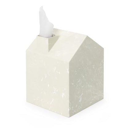 Umbra Casa Tissue Box Cover â€“ Modern House-Shaped Tissue Box Holder for Standard Square Boutique Tissue Boxes,Ocean Materials® Plastic, Bathroom & Home Décor, Ocean Sand | Easy wipe clean, fits standard cube, bathroom and bedroom, low carbon footprint -