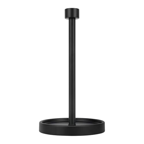 Ivilon Countertop Paper Towel Holder - Modern End Cap Minimalist Design - Fits All Paper Towel Roll Sizes - Color Black - color: Black