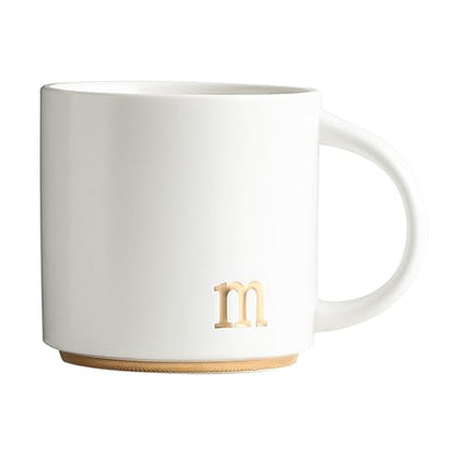 COLLECTIVE HOME Ceramic Coffee Mug, 15 oz Monogram Cup with Gift Box(m) | Dishwasher Safe, Engraved Gold Letter , Personalized Housewarming Birthday Present, Christmas Thanksgiving Mothers Day Gifts - color: gold-m