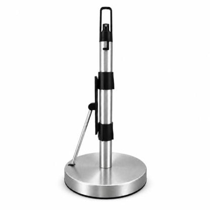 Paper Towel Holder with Spray Pump, All-in-One Countertop Paper Towel Stand with Refillable Bottle, One-Handed Tear Kitchen Roll Holder, Weighted Base, Brushed Stainless Steel(Nickel) - color: Nickel