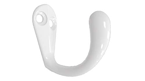 Premium Quality Single Prong Robe Hook Hanger, Zinc Die Cast, White, Made in Taiwan, 12 Pack - color: White, size: 12 Pack