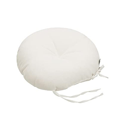 Magpie Fabrics 15" Round Bistro Seat Cushions with Ties, Set of 2, Waterproof All Weather Tufted 4" Thick Patio Chair Pads for Home Garden Dining Metal Stool - Cream Beige - color: Cream Beige