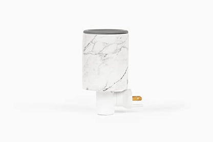Happy Wax Marble Outlet Timer Warmer for Scented Wax - Compact Ceramic Wall Plug in with Timer - for Home Fragrance - Small with Removable Silicone Dish - color: Marble