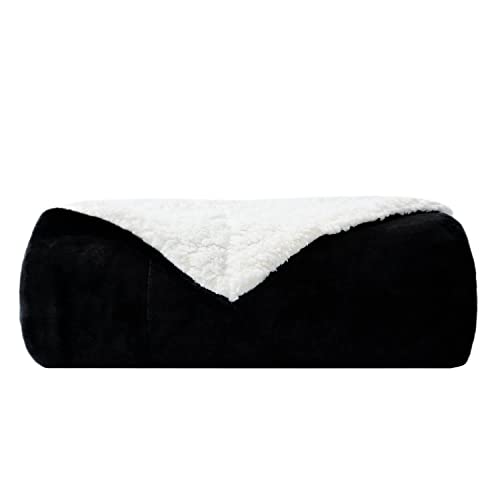 NANPIPER Fleece Blanket Sherpa Throw,Soft Fuzzy Blankets for Couch,Black 50"x60" - color: Black, size: Throw