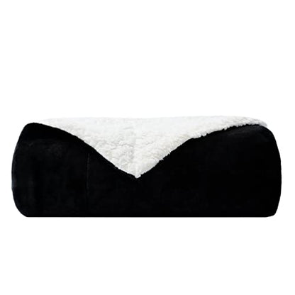 NANPIPER Fleece Blanket Sherpa Throw,Soft Fuzzy Blankets for Couch,Black 50"x60" - color: Black, size: Throw