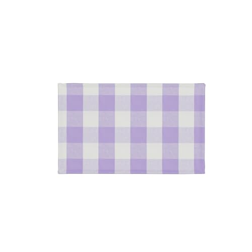 Lilac & White 2 Side Cotton Buffalo Check Placemats Set of 4 Heat Resistant Dining Table Place Mats for Kitchen Table 12 x 18 inches - color: Plaids Lilac & White, size: Rectangular Placemats 12" x 18"