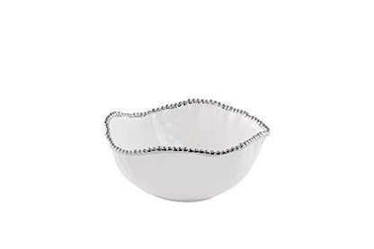Pampa Bay Salerno Porcelain Large Salad Bowl - color: Porcelain White and Silver