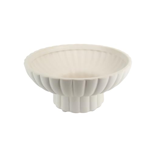 Small Modern Pedestal Decor Fruit Bowl 8" Ceramic,Approx 26 oz Fluted Catch-all Bowl,Footed Home Decorative Bowl for Home Decor,Coffee Table Centerpiece