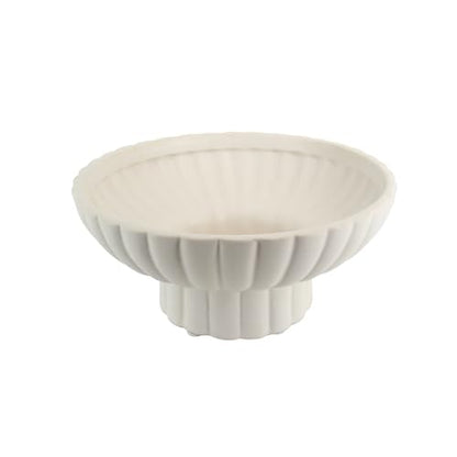 Small Modern Pedestal Decor Fruit Bowl 8" Ceramic,Approx 26 oz Fluted Catch-all Bowl,Footed Home Decorative Bowl for Home Decor,Coffee Table Centerpiece