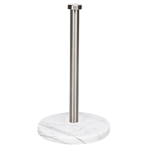 NearMoon Standing Paper Towel Holder, Kitchen Paper Towel Tissue Holder- for Bathroom Kitchen Countertop, Standard or Jumbo-Sized Roll Paper (with Marble Base, Brushed Nickel) - color: Brushed Nickel