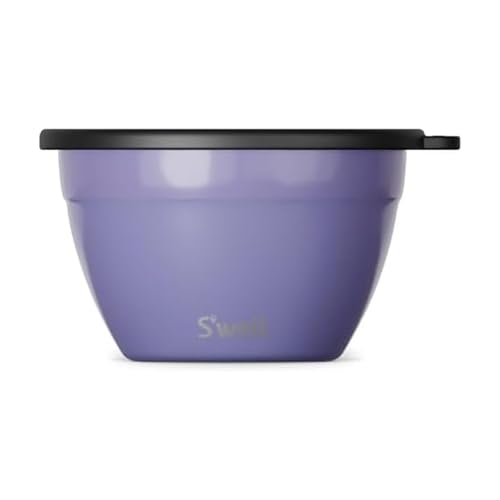 S'well Stainless Steel Salad Bowl Kit 64oz, Hillside Lavender, Comes with 2oz Mini Canister and Removable Tray for Organization, Leakproof, Easy to Clean, Dishwasher Safe - color: Hillside Lavender, size: 64oz