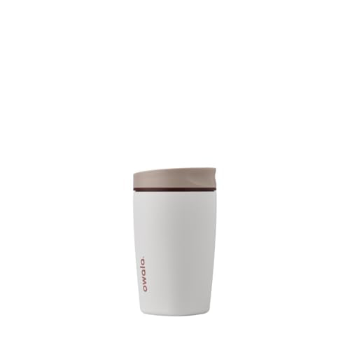 Owala SmoothSip Slider Insulated Stainless Steel Coffee Tumbler, Reusable Iced Coffee Cup, Hot Coffee Travel Mug, BPA Free 12 oz, Vanilla Bean - color: Vanilla Bean, size: 12 Ounces, style: No Handle