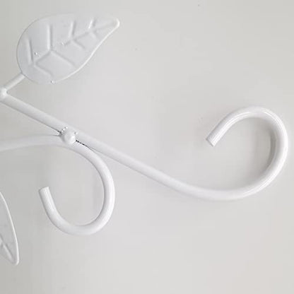 RONYOUNG 4PCS Hanging Plant Bracket 12in Metal Wrought Iron Planter Hooks Wall Mounted Decorative Hanger Hook for Hanging Indoor Outdoor Planter Flower Pot Bird Feeder Wind Chime Lanterns (White)