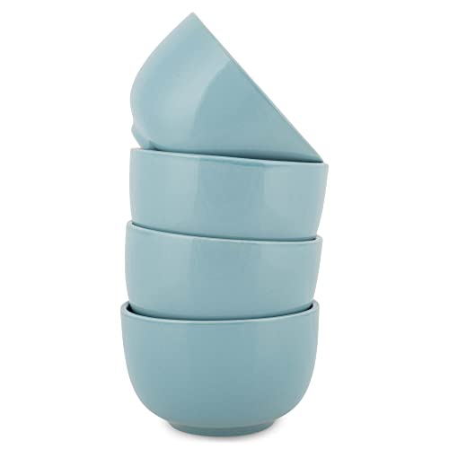 Elanze Designs Bistro Glossy Ceramic 4 inch Cute and Small Dessert Bowls Set of 4 - Perfect for Everyday uses from Snacks, Ice Cream, Candy and Treats, Ice Blue - color: Ice Blue, style: 4 inch Dessert