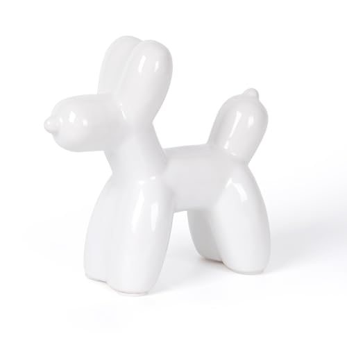 Notakia Large White Cute Ceramics Balloon Dog Statue Crafts Living Room Desktop Decorations,Handmade Modern Small Ceramic Animal Statue Ornament Home Decor Accents - color: White, size: Large