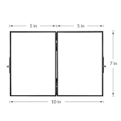 REDHUGO Glass Pressed Flower Frame Handmade, Rectangle, Black, 5×7 Inches | Hinged Double Press Flower Frame, Tabletop Brass Photo Frames, Rectangle Dried Flowers Display Folding Frames for Home - color: Black, size: 5L" x 7W"