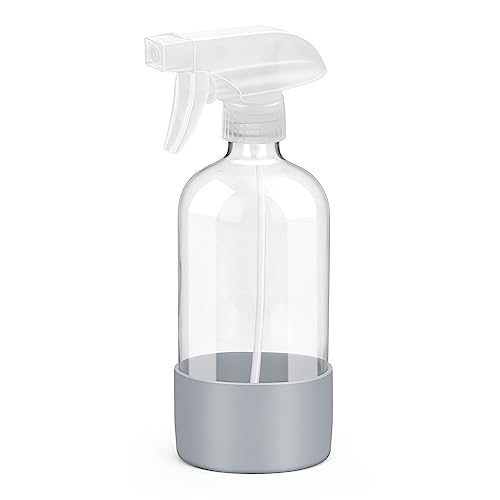 Rionisor Glass Spray Bottles with Silicone Sleeve Protection, Empty 16 oz Refillable Containers, Reusable Spray Bottles with Adjustable Nozzle for Hair, Cleaning Solutions, Essential Oils 1 Pack Grey - color: Grey, style: 1 Pack