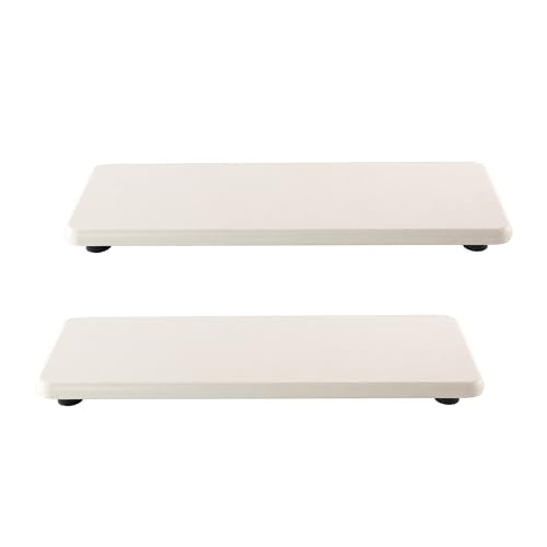 NiuYichee 2 Pcs Sink Stone Soap Trays, Water Absorbing Diatomite Tray Used for Hand Soap/Cosmetic Bottles/Dish Soap in the Kitchen/Bathroom Sink Countertop, Fast Dry Stone Tray with Non-Slip Pads - color: White, size: 8.7" x 3.15" without groove