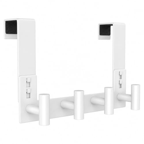 HUFEEOH Over Door Hooks, Stainless Steel Door Hanger with Non-Slip Pads, Easy Install Towel Coat Storage Fits 1-3/4" Thick Door (White, Fits 1-3/4" Thick Door - 4 "T” Hooks - 1 Pack) - color: White, size: Fits 1-3/4" Thick Door - 4 "T” Hooks