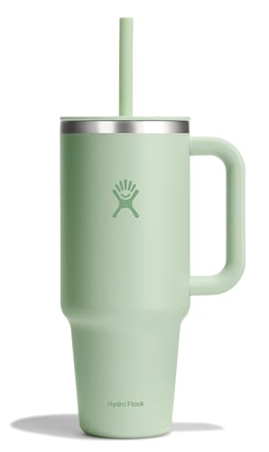 Hydro Flask 40 Oz Travel Tumbler with Handle, Lid and Straw - Insulated Stainless Steel in 40 Oz Aloe Green - color: ALOE, size: 40 Ounces