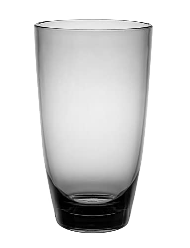 KLIFA- ETON, 20.8 oz, Set of 6, Acrylic Highball Drinking Glasses Set, Iced Tea Cups, BPA-Free, Stackable Plastic Drinkware, Dishwasher Safe Cups, Gray-Black - color: Gray/Black, style: 20.8 ounces, Set of 6