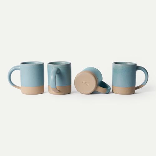 MORA Medium Mugs Set of 4, 16oz Ceramic Pottery Latte Mugs/Coffee Cups - Microwave and Dishwasher Safe - Iris - color: Iris