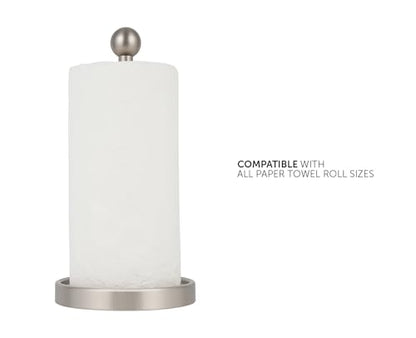 Ivilon Countertop Paper Towel Holder - Modern Sleek Ball Minimalist Design - Color Brushed Nickel - color: Brushed Nickel