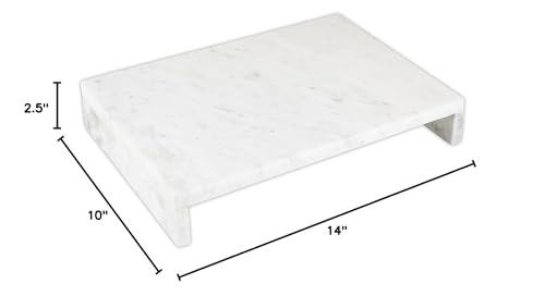 Santa Barbara Design Studio Waterfall Marble Tray - Elegant Table Display Riser Charcuterie Cheese Board Footed Stand, 14" x 10", White