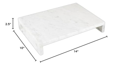 Santa Barbara Design Studio Waterfall Marble Tray - Elegant Table Display Riser Charcuterie Cheese Board Footed Stand, 14" x 10", White