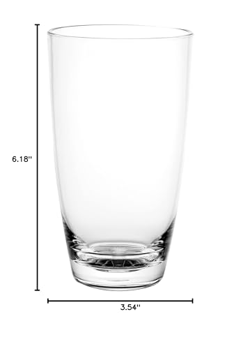 KLIFA- ETON, 20.8 oz, Set of 6, Acrylic Highball Drinking Glasses Set, Iced Tea Cups, BPA-Free, Stackable Plastic Drinkware, Dishwasher Safe Cups, Clear - color: Clear, style: 20.8 ounces, Set of 6