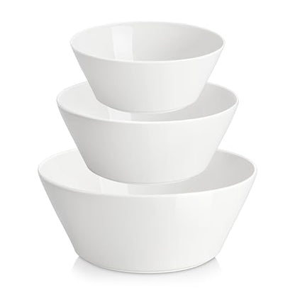 MALACASA White Serving Bowls Set of 3, Ceramic Mixing Bowl for Kitchen | 105/60/35 OZ Bowls for Family Salad, Soup, Pho and Fruit, Microwave & Dishwasher Safe, Series REGULAR - size: 35oz/60oz/105oz(3pcs)