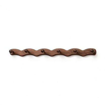 Hook Wooden Coat Rack Peg Rail Hat Holder with Artistic Solid Wood Structure Six Pegs Smooth Touch Suitable for Walls, 6 Hooks - Auspicious Cloud All Black Walnut Wood - style: 6 Hooks - Auspicious Cloud All Black Walnut Wood