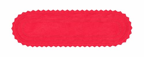 Royal Blaze Crochet Bath Rug 100% Cotton Reversible, 24”x72” Red Extra Large Oval Bath Mat, Reversible Plush Tufted Loop Design with Decorative Edges, Thick Bathroom Rug - color: Bright Red, size: 24"x72" Oval