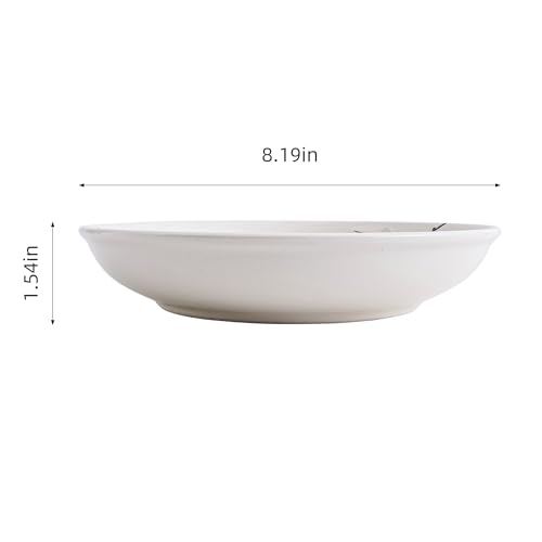 8 Inch Ceramic Pasta Bowls Salad Bowls Large Ceramic Serving Bowls for Soup, Dessert, Shallow Bowls Plates for Dinner (4Pack, White Sakura) - color: White Sakura