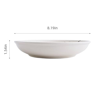 8 Inch Ceramic Pasta Bowls Salad Bowls Large Ceramic Serving Bowls for Soup, Dessert, Shallow Bowls Plates for Dinner (4Pack, White Sakura) - color: White Sakura
