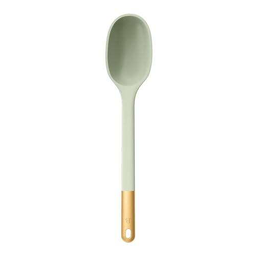 6 Piece Silicone Kitchen Utensil Set with Rotating Holder, Heat Resistant Cooking Tools, Nonstick Safe Spatula Spoon Turner Set with Storage Rack (Sage Green) - color: Sage Green