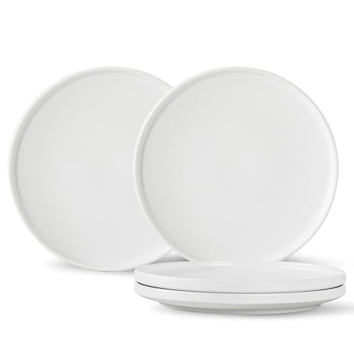 Salads & Desserts Plates, Set of 4, 8-Inch, Matte White | Matte Glaze Stoneware Plate, Microwave Safe, Dishwasher Safe - color: White, size: Salad Plates Set (4PCS)