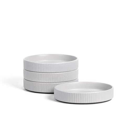 Stone Lain Haven Modern Stoneware 4 Piece Pasta Bowls Sets, Dish Set for 4, Reactive Glaze Grey - color: Gray, size: 4-Piece - Pasta Bowl