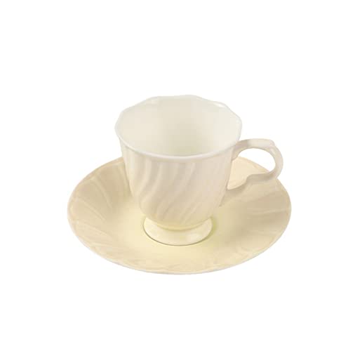 Ceramic Coffee Tea Cup and Saucer Set Pink Flowers Pottery Coffee Mug and Saucer Set, Milk Juice Mug Plate Birthday Gift for Office and Home