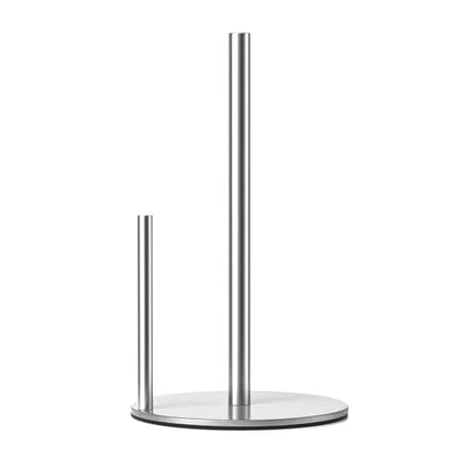 Paper Towel Holder Silver Stainless Steel Kitchen Countertop Roll Organizer | Standing Paper Towel Holders Roll Dispenser Simple Silver Weighted Base - color: Silver