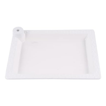 White Serving Tray - 12" x 9" Ceramic Rectangular Tray with Peg for Interchangeable Decorative Topper, Trays for Serving Food, Serving Platters and Trays, Serving Platter for Appetizers - style: White Rectangular Platter