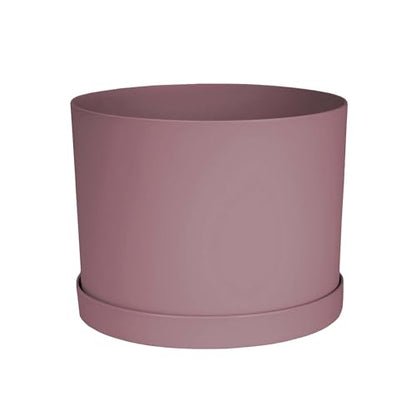 Bloem Mathers 6" Plastic Planter - Modern Indoor Pot with Drainage Holes and Saucer Tray, Dusty Rose - color: Dusty Rose, size: 6 "